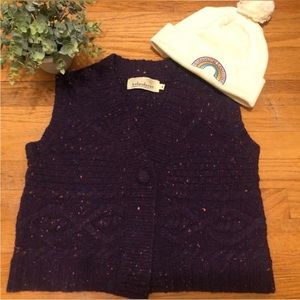 Ireland’s Eye Cropped Purple Cable Knit Sweater Size Small Bought in Ireland!!